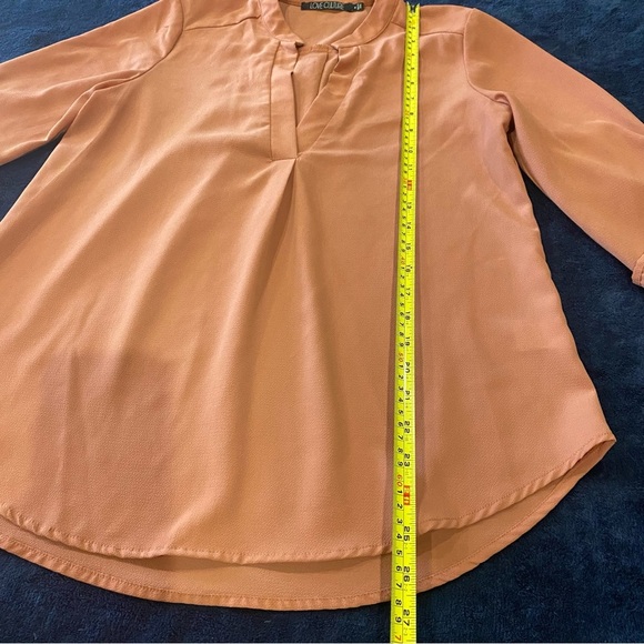 LOVE Culture Women's Split neck Blouse Long Sleeves Peach Size Small - Picture 9 of 13